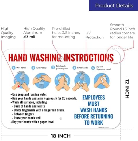 Employees Wash Hands Before Returning to Work Sign, - Image 3