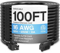 16/3 100 Ft Outdoor Extension Cord Waterproof, Weatherproof & Flame Retardant Black 3 Prong Power Cord Outside for Lawn & Garden, 16AWG 10A 1250W 125V SJTW ETL Listed by Skrizcable