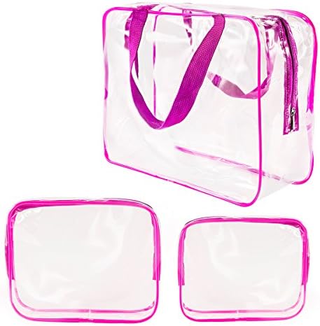 3Pcs Crystal Clear PVC Travel Toiletry Bag Kit for Women Men, Cosmetic Bags by ROYBENS