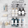 Veken Shower Caddy 6-Pack with Hooks, Bathroom Organizers & Storage, White by Veken