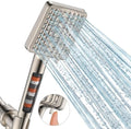 Filtered Shower Head - 6 Modes High Pressure Handheld Shower Head with Filter Mineral Beads, Detachable Handheld Showerhead Set with Stainless Steel Hose and Shower Arm Bracket (Brushed Nickel) by MakeFit