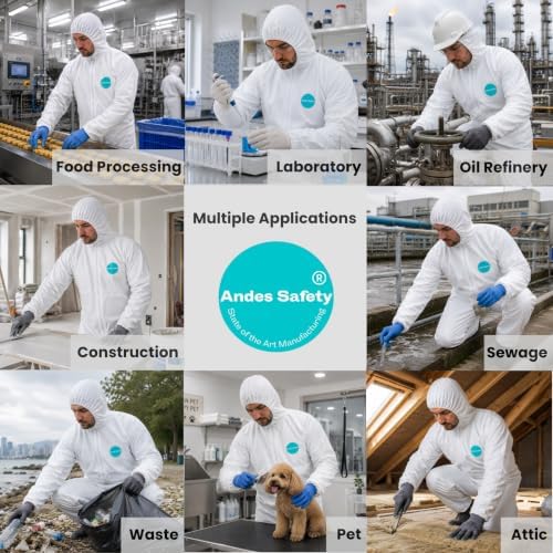 Andes 6 Pack Hazmat Suits, Paint Suits, Lab Coveralls - Image 5