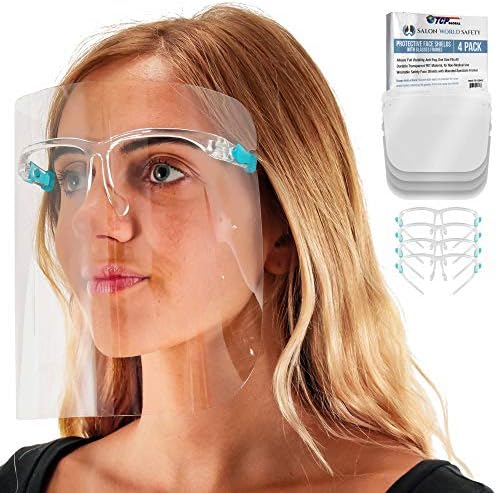 TCP Global Salon World Safety Face Shields with Glasses Frames (Pack of 4) by TCPGlobal