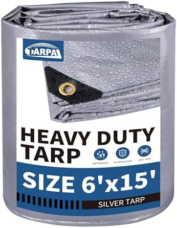 TARPAL 6x15 tarp,Heavy Duty Tarp 14mil Silver Reflective Tarps by TARPAL