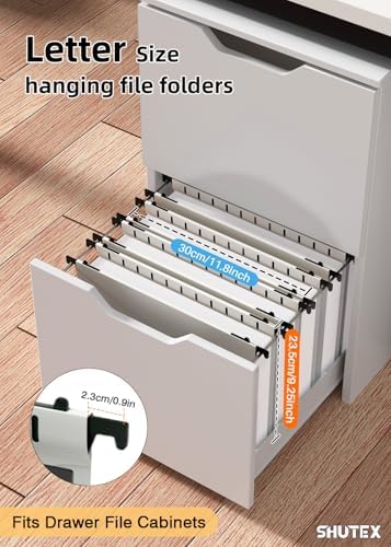 SHUTEX Plastic Hanging File Folder, 12 Pack, Letter Size, Glacier Gray - Image 2