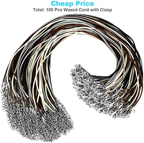 100 Pcs Leather Necklace Cord with Clasps, Rope Necklace String, 5 Colors Necklace Cords for Pendants, 19.7" Premium Necklace Chains for Jewelry Making Supplies, 2mm Waxed Necklace Bracelet Cord DHOOZ - Image 2