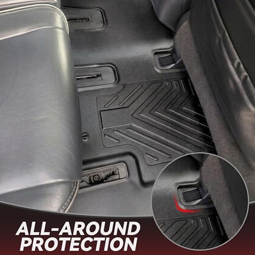 YITAMOTOR Floor Mats for Nissan Pathfinder 2013-2020, Infiniti QX60 2014-2020, JX35 2013, Custom Fit All Weather Anti-Slip TPE Rubber Mat, Pathfinder Accessories, 3 Row Automotive Floor Liners, Black - Image 4
