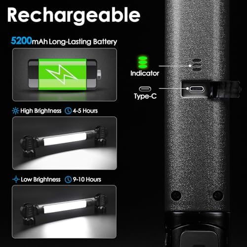 Ropelux Mechanic Work Light Bar with 2500LM 5200mAh Battery, Black 2 Pcs - Image 3