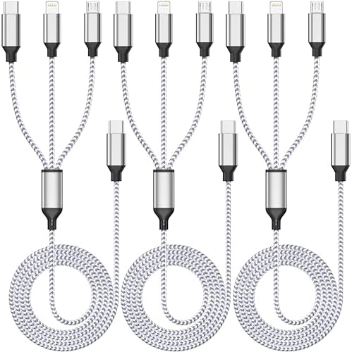 Multi Charging Cable 4ft 3Pack 3 in 1 Charger Cord, Multiple Usb C Cable by XnewCable