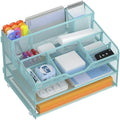 Docnest 3 Tier Mesh Desk Organizer with Letter Tray & Paper Sorter, Blue by DocNest