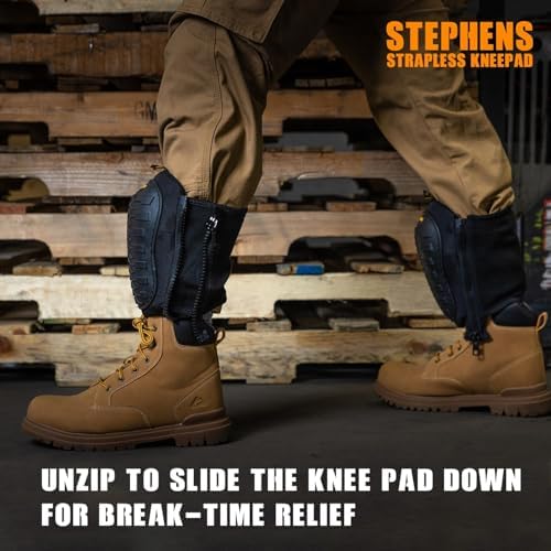 Stephens Strapless Knee Pads for Construction - Heavy Duty Soft Cap Design for Work | Safety Work Gear | Flooring | Roofing | Gardening | Personal Protective Equipment - Cushion Support for Kneeling - Non-Slip Strapless Knee Pad - Eliminate Knee Pain - Image 5