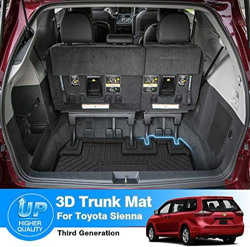 Sienna Cargo Liner - Trunk Mat for Toyota Sienna 2011-2019, All Weather Cargo Mat for Sienna Accessories, Only fit NO Power Folding 3rd Row Seats - Image 2