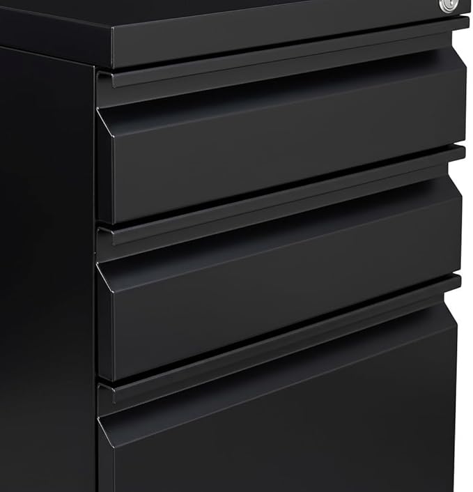 Black Metal 3-Drawer Mobile File Cabinet - Image 6