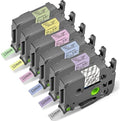 6X Compatible with Brother Label Maker Tape 12mm 0.47 Multi Color Laminated by Freshworld
