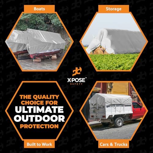20' x 20' Super Heavy Duty 16 Mil Silver/Brown Poly Tarp Cover - Thick Waterproof, UV Resistant, Rip and Tear Proof Tarpaulin with Grommets and Reinforced Edges - by Xpose Safety - Image 2