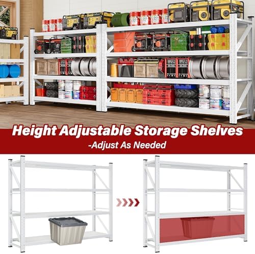 6000LBS Heavy Duty Garage Shelving Units,79" Wide & Deep Storage Shelves,White Metal Garage Shelves,Large Storage Rack,Steel Shelf,Industrial Shelving for Shop,Warehouse,Basement,79" W x 24" D x 79" H - Image 6