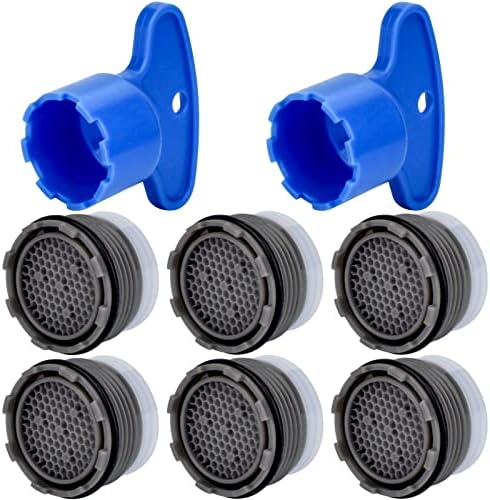 6 Pieces Faucet Aerators with Faucet Aerator Removal Tool 16.5 mm Water Saving Flow Restrictor Set Replacement Part for Bathroom or Kitchen, Not Universal by Sankoly