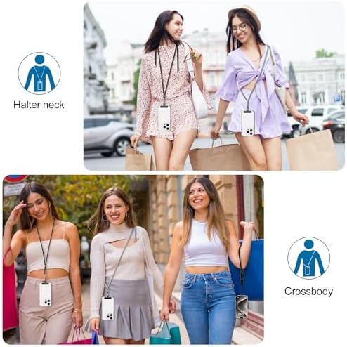 takyu Phone Lanyard, 2 Pack Adjustable CellPhone Lanyard Crossbody Neck Strap & 2 Pack Wrist Strap & 2 Pcs Metal Tether Tabs Compatible for iPhone Android Smartphones - Image 6