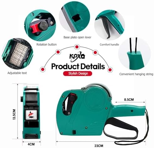 MX5500 Pricing Tag Gun with 5500 pcs Sticker Labels & 3Extra Inker, 8 Digits Tag Maker for Retail Shop, Grocery Store (Green) - Image 2