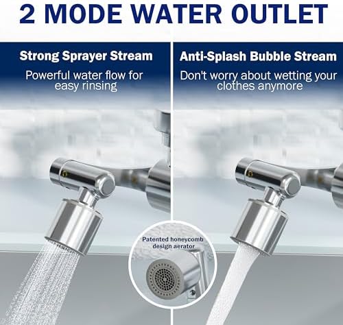 Frizzlife Water Filter for Sink Faucet Extender, NSF/ANSI 372, 9pcs Filter Reduce 99% Chlorine, 1080° Rotating Brass Swivel Aerator, 2 Modes Spray Faucet Filter for Skin Kitchen Bathroom Sink, FF1080 - Image 5