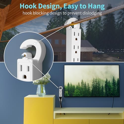 Energeaster 16/3 25 Ft 3 Outlet Extension Cord Outdoor/Indoor, White - Image 6