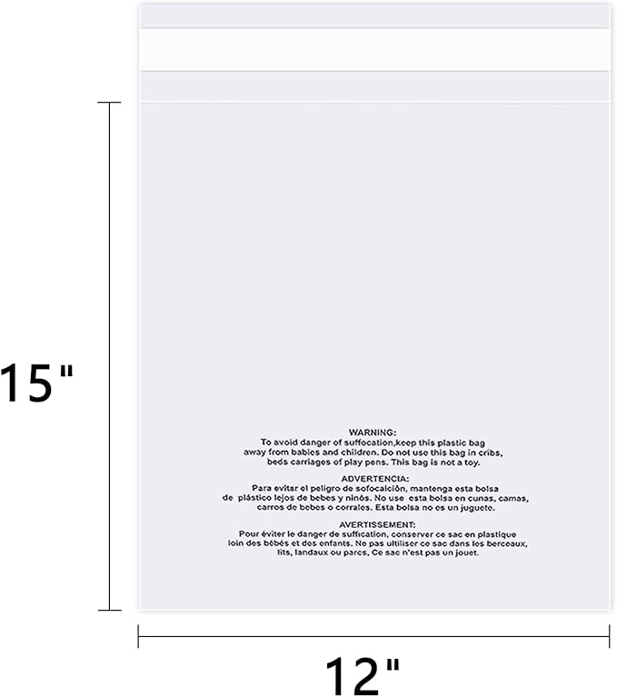 iMailer - 200 Count - 12" x 15" Clear Plastic Poly Bags - Image 2