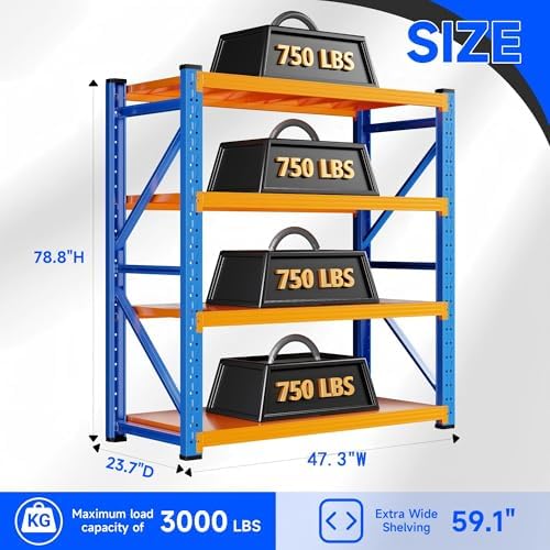 Heavy‑Duty Metal Garage Shelving Unit, 3000 LBS Total Load Capacity - Image 2