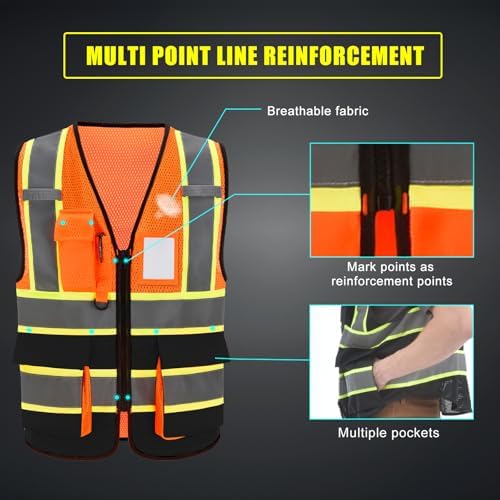 AYKRM 11 color High Vis Reflective Safety Vest for Women Men Pocket Zipper ANSI/ISEA Standard - Image 2