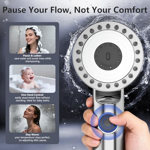 PWERAN Filtered Shower Head with Handheld,High Pressure Shower Heads Filter - Image 5