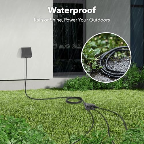 BN-Link's 2 Pack Outdoor Extension Cord Set is Ideal for Holiday Yard Decorations and Garden Equipment. with Three outlets You can Plug in Loads up to a Total of 13amps/1625watts. (Black, 25ft) - Image 4