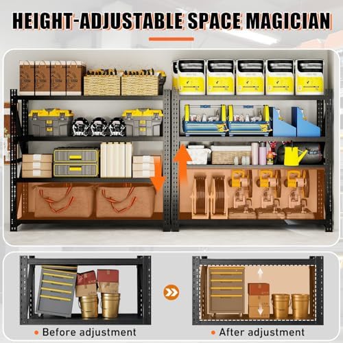 6000LBS 4 Tier Garage Storage Shelves, Heavy Duty Adjustable Storage Rack for Warehouse, Basement, Shop and Office, Commercial-Grade Steel Organizer, 75" W x 24" D x 69" H - Image 3
