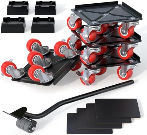 Fivepears Furniture Lift Mover Tool Set-3000 lb,5-Wheel Heavy-Duty Furniture Dolly with Handle,360°Swivel Casters Trolley-Ideal for Moving Heavy Machinery, Equipment, Pianos, Couches and Carpeted by FIVEPEARS