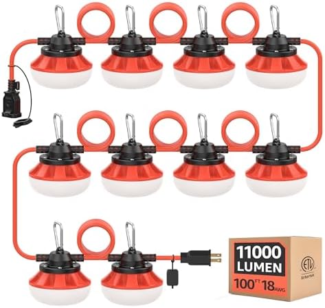 100FT 100W LED Work String Light,18/2 SJTW,ETL Certified by Omlite