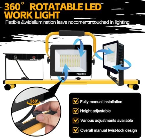 21000 Lumen Work Lights with Stand, 3 Adjustable Heads LED Work Light - Image 5