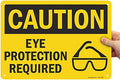 SmartSign - U9-1533-NP_10x14 "Caution - Eye Protection Required" Sign | 10" x 14" Plastic Black on Yellow by SmartSign