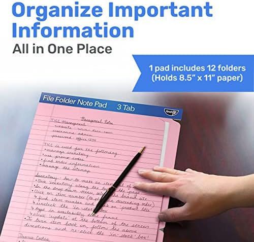 Find It File Folder Notepad, 12-Ct 3rd-Cut Tab Organizer Folders, Pink - Image 2