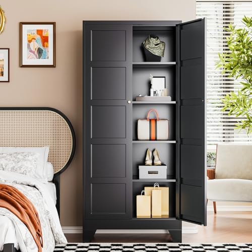 Letaya 72" H Metal Storage Cabinet with 2 Doors and 4 Shelves,Tall Kitchen Pantry Cabinets,Utility Pantry Organizers for Cupboard/Dining/Bathroom/Home Office/Garage (Black, 72" H x 18" D x 33.5" W) - Image 3
