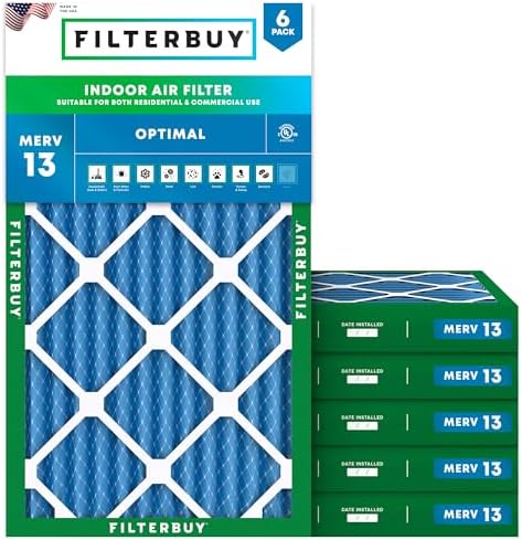 Filterbuy 14x24x2 Air Filter MERV 13 Smoke & Allergy Defense (6-Pack) by Filterbuy