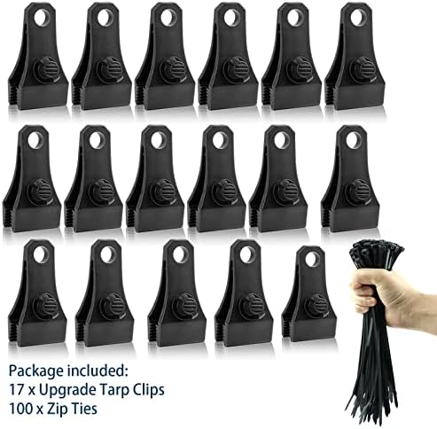 17Pcs Large Heavy Duty Lock Grip Tarp Clips with 100Pcs Zip Cable Ties - Image 6
