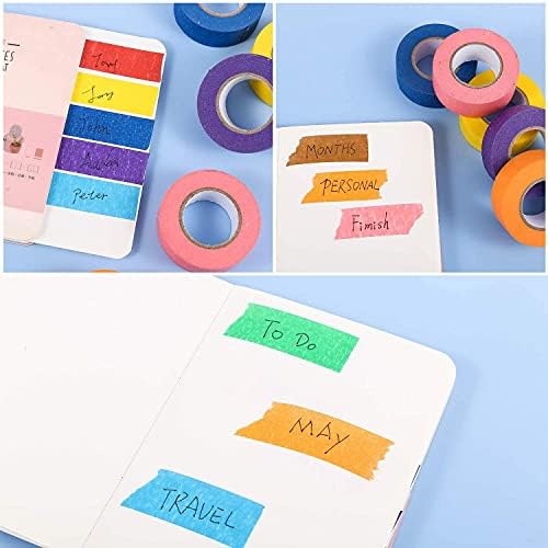 Feeke Colorful Masking Tape,Decorative Colored DIY Tape for Arts & Crafts, Labeling or Coding - Art Supplies for Kids - 12 Different Color Rolls, 1 Inch x 16 Yards, Small - Image 4