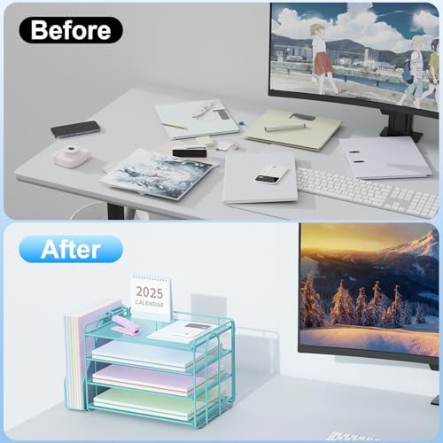 Spacrea 4-Tier Paper Organizer for Desk with File Organizer - Image 2