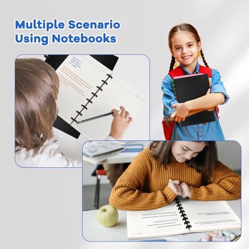 Discbound Notebook, 8-Disc Disbound Planner with Removable Pages, 180 Pages Spiral Notebook, Poly Cover Discbound Planner for Work, Travel, Note Taking(With Index Sticker),Black, A5 - Image 6