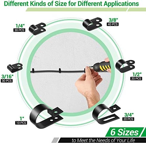 300PCS Nylon R-Type Cable Clips for Cable Management with M4 Screw, 6 Sizes - Image 2