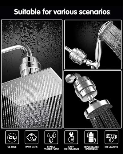 15 Stage Shower Filter - Shower Head Filter - bwdm Hard Water Filter, Remove Chlorine Heavy Metals and other Impurities, Vitamin C Water Softener Reduces Dry Itchy Skin, Dandruff (Chrome) - Image 5
