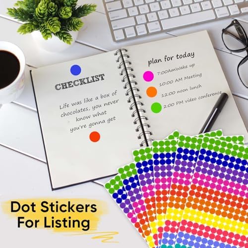 3000 PCS 1/2 Inch Colored Dot Stickers Round Color Coding Labels Circle Dots Labels Price Stickers Polka Circle Dots Sticker Label Sticker for Office, Classroom, Papers Etc - Image 3