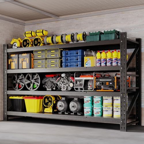 BYNSOE 68" W Storage Shelves 8000lbs Garage Metal Shelving Heavy Duty Garage Shelves Adjustable Storage Shelves for Industrial, Factory, (68" W X 24" D X 63.5" H) by BYNSOE