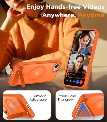 Temdan Magnetic Compatible with iPhone 17e Case & iPhone 16e Case,[Built-in Invisible Kickstand][Compatible with MagSafe][Military Grade Shockproof] Slim Translucent Matte Case for iPhone 16e/17e 6.1" - Image 3