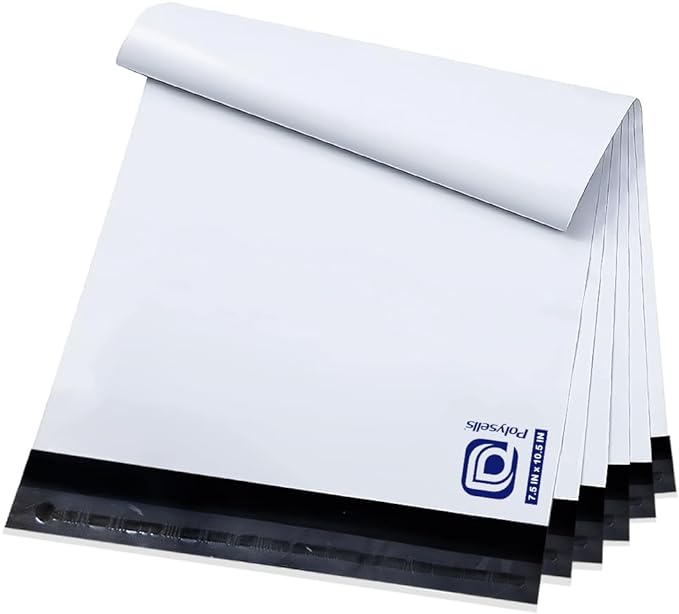 POLYSELLS 200 pcs 7.5x10.5 Inches White Poly Mailers Shipping Envelopes by POLYSELLS