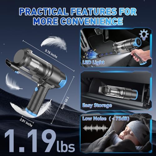 KMM Handheld Car Vacuum Cleaner, 16000PA Air Duster & Hand Held Vacuum - Image 7