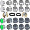 20 Sets of Faucet Aerators with Gaskets 2.2 GPM Plug-in Restrictor Replacement Parts for Bathroom or Kitchen Plug-in Aerators (stainless Steel and Green) by BOETOADG